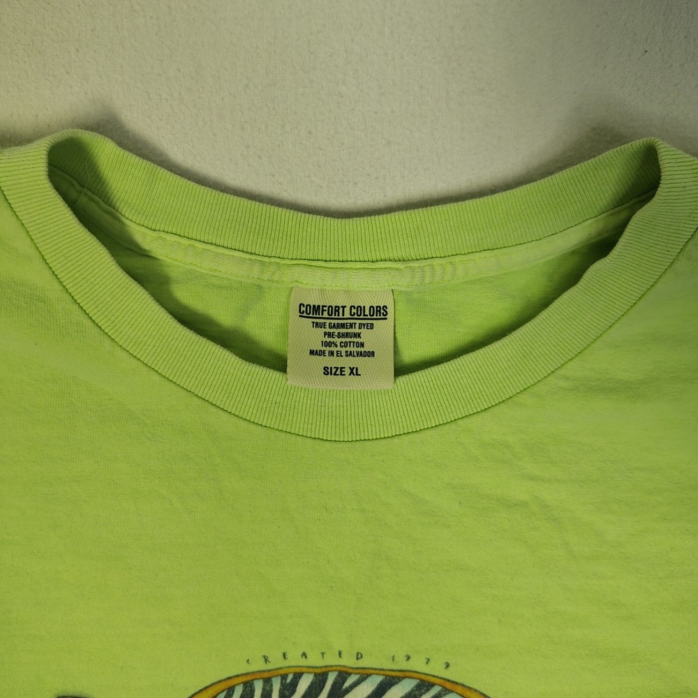 VINTAGE Florida Zoo Gallery T-Shirt Mens XL Lime Green Comfort Colors 2001 - Picture 6 of 14